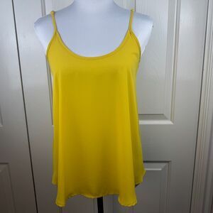 Apt 9 Women Sz S  Sheer Top Solid Yellow Adjustable Spaghetti Strap Chiffon